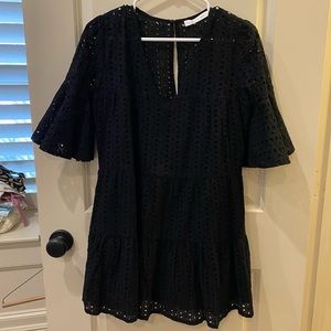 Lace black midi dress